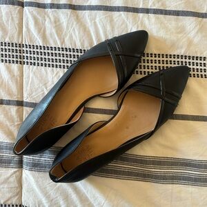 Black Pointed Toe D'Orsay Flats -